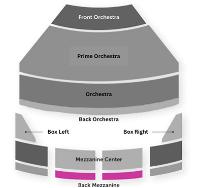 Back Mezzanine seating is highlighted in magenta
