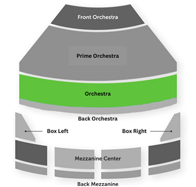 Orchestra seating is highlighted in green