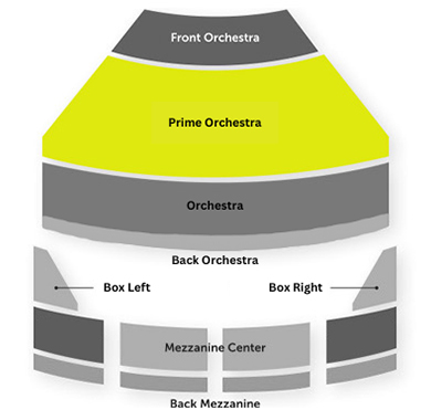 Prime Orchestra seating is highlighted in yellow