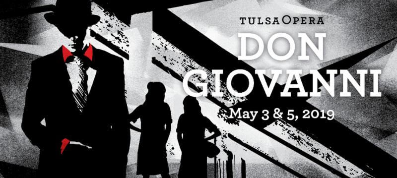 An illustrated banner for Don Giovanni, coming to Tulsa Opera in May 2019